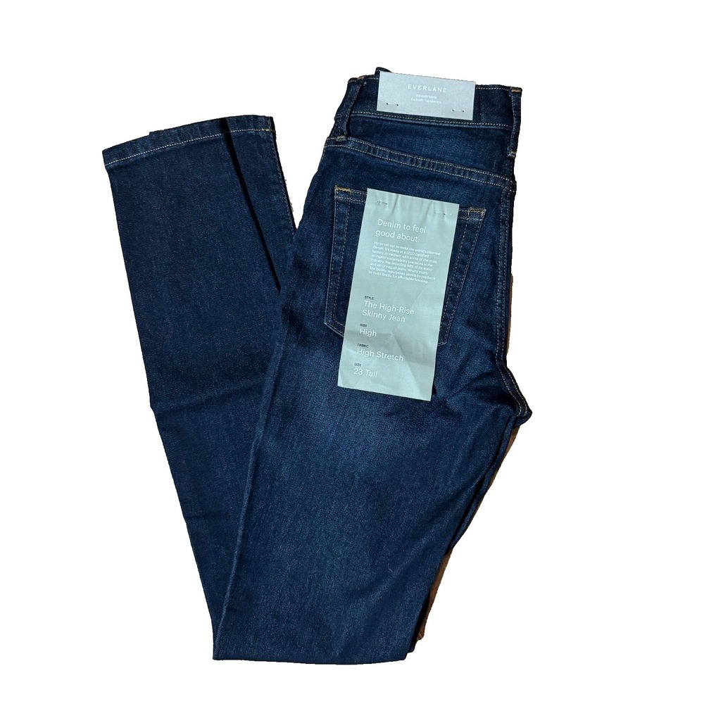Everlane High-Rise Skinny Jeans Dark Wash High Stretch Denim Size 23 Tall NWT